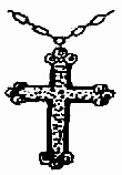 Крест с цепью. Выкалывается в верхней части груди и указывает на веру в свой рок.